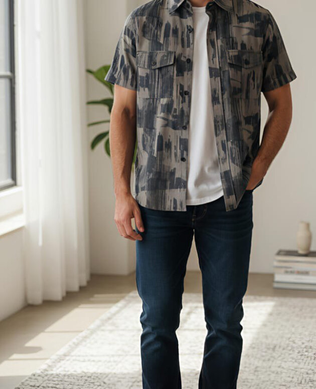 MV-MNS-003 - DESIGNER SHIRT FOR MEN - HALF SLEEVE