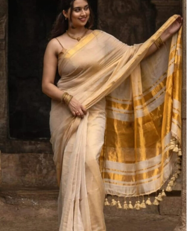 MV-STS-010 - Soft Linen South Tissue Saree