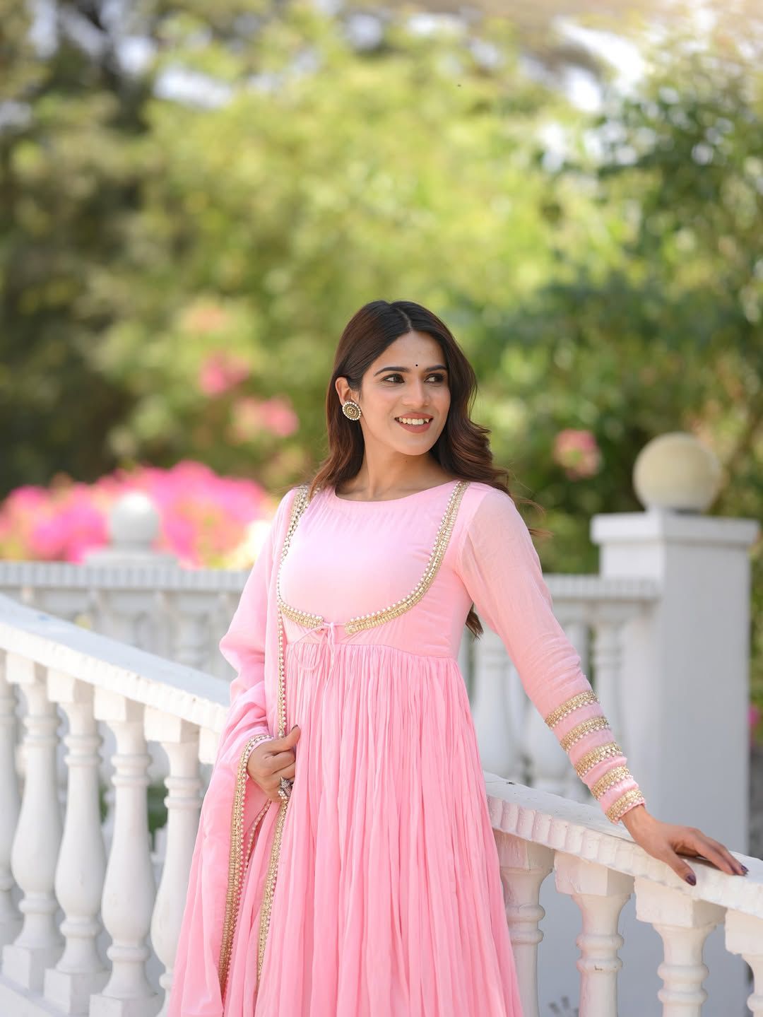 MV-ANK-005- Designer Anarkali Suit - with Dupatta and Pant set - Image 2