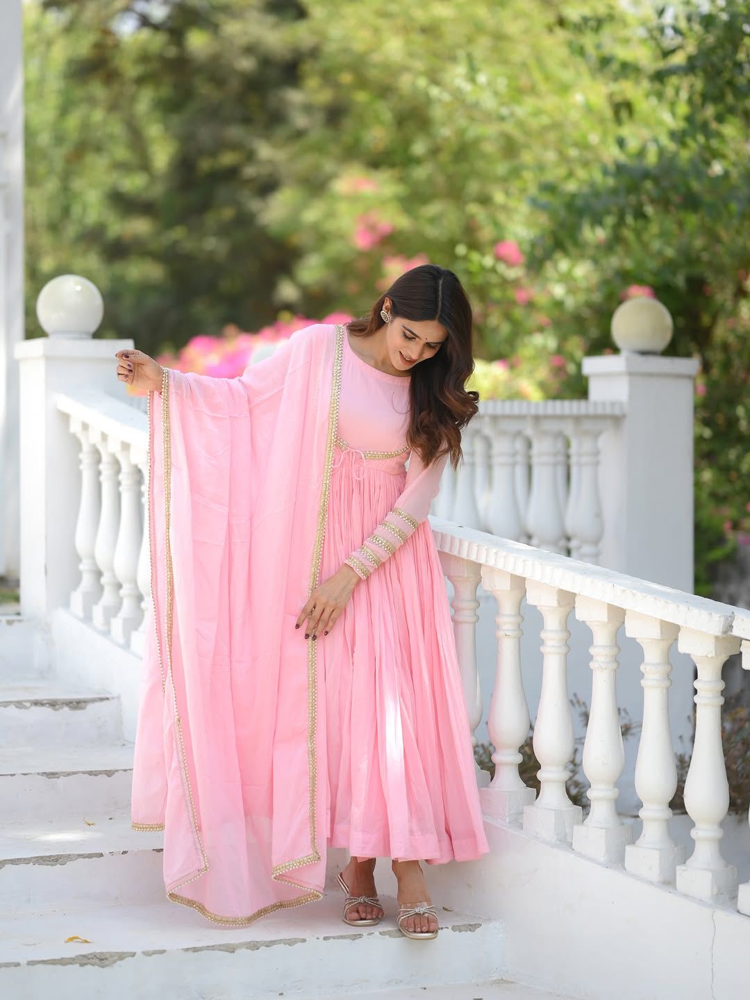 MV-ANK-005- Designer Anarkali Suit - with Dupatta and Pant set - Image 3