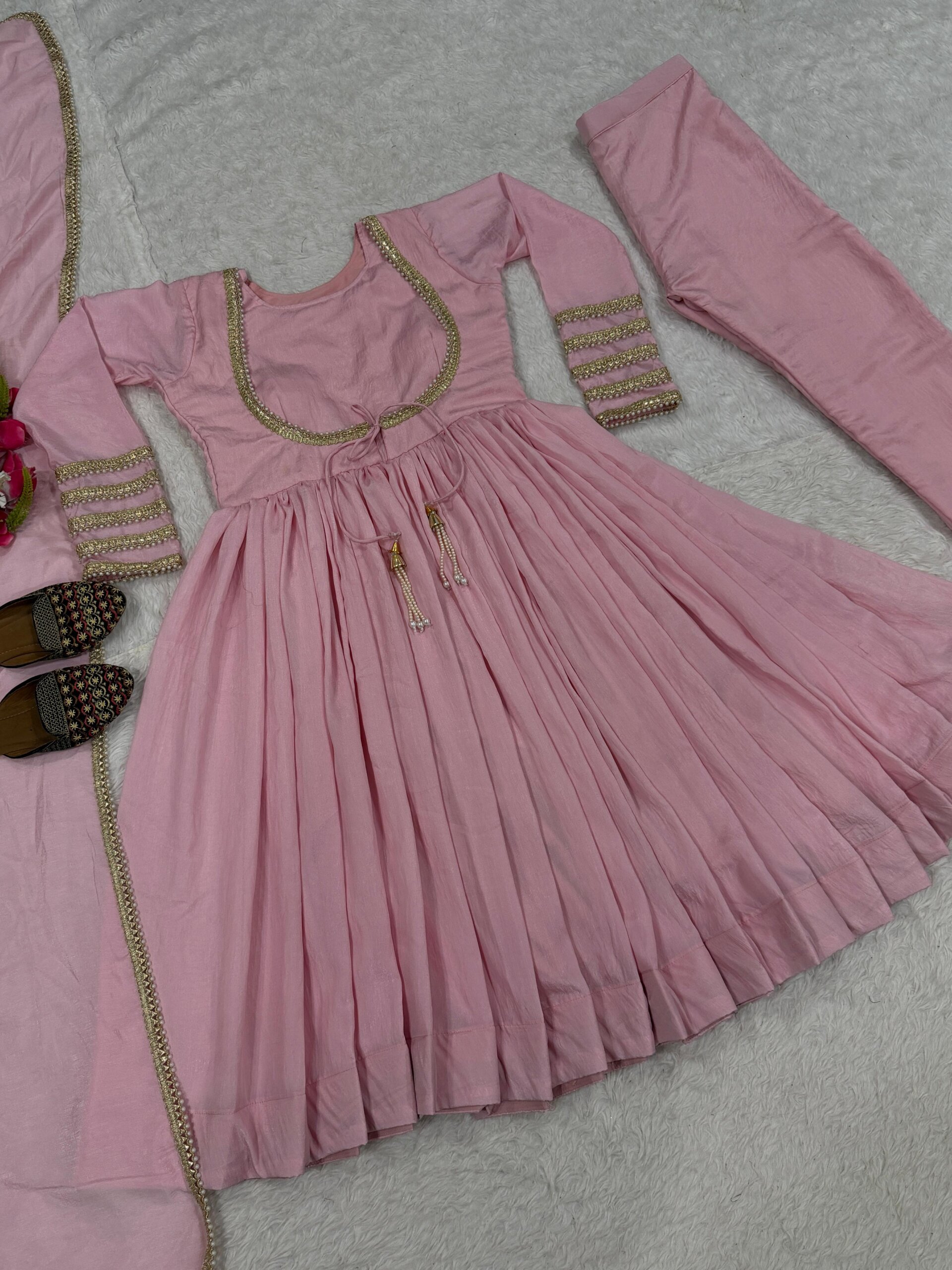 MV-ANK-005- Designer Anarkali Suit - with Dupatta and Pant set - Image 13