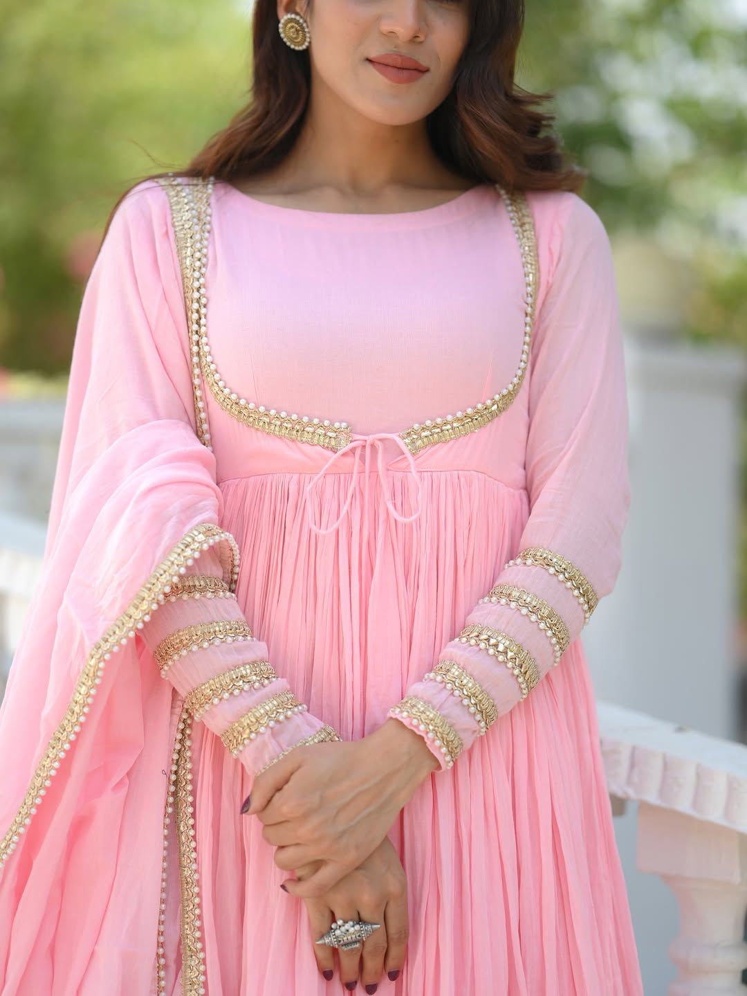 MV-ANK-005- Designer Anarkali Suit - with Dupatta and Pant set - Image 7
