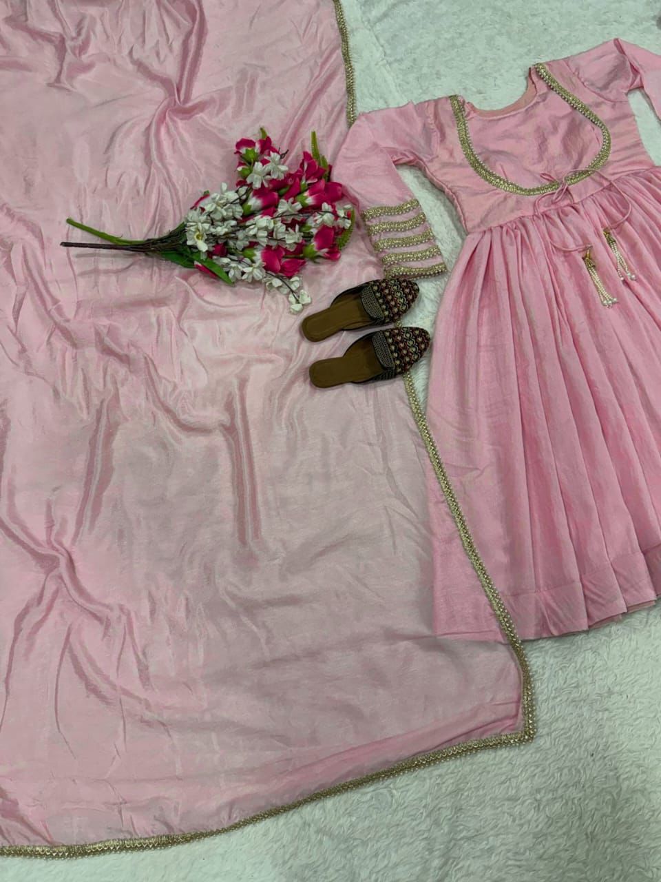 MV-ANK-005- Designer Anarkali Suit - with Dupatta and Pant set - Image 8
