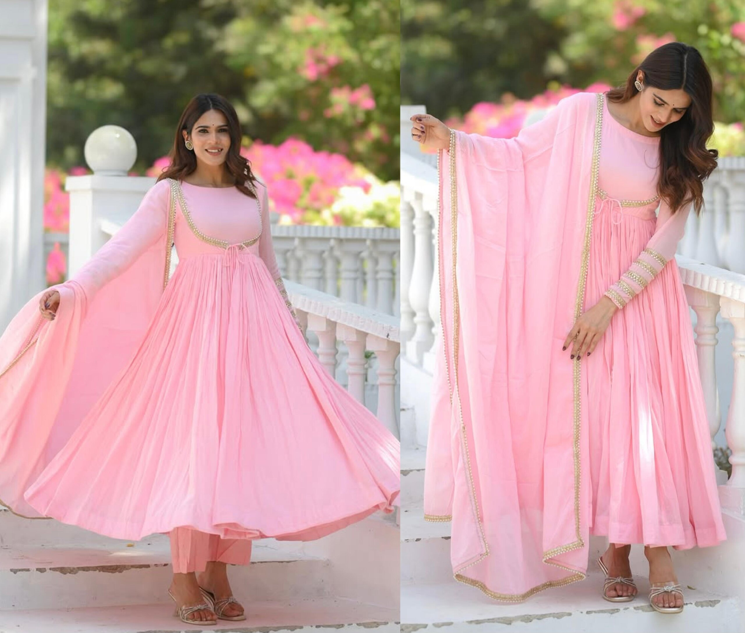 MV-ANK-005- Designer Anarkali Suit - with Dupatta and Pant set - Image 10
