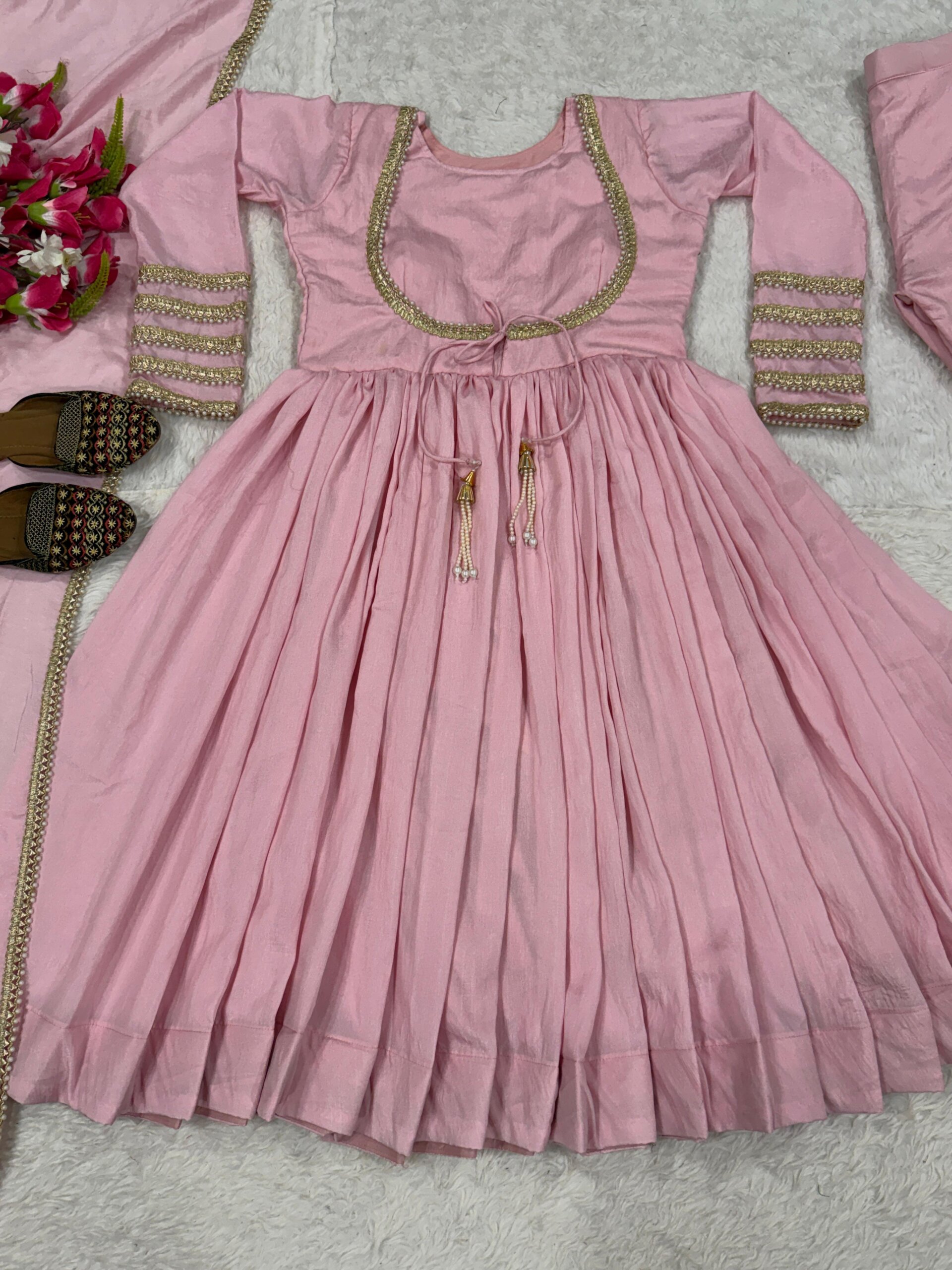 MV-ANK-005- Designer Anarkali Suit - with Dupatta and Pant set - Image 11
