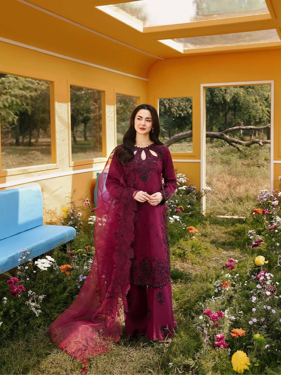 MV-KUR-013- New Designer Party Wear - Pure Satin Rayon Top & Palazzo With Dupatta set - Image 5