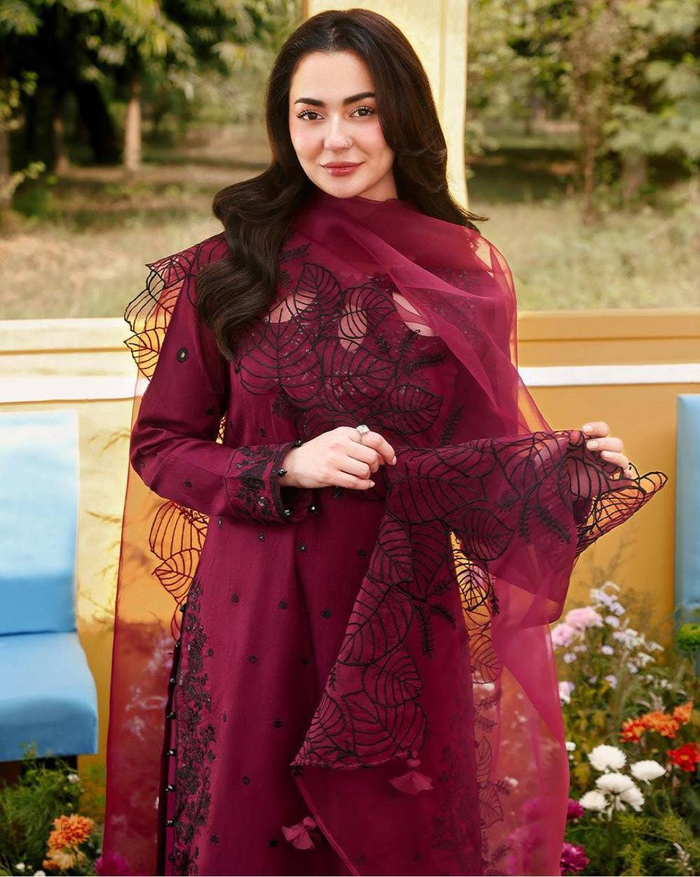 MV-KUR-013- New Designer Party Wear - Pure Satin Rayon Top & Palazzo With Dupatta set - Image 6