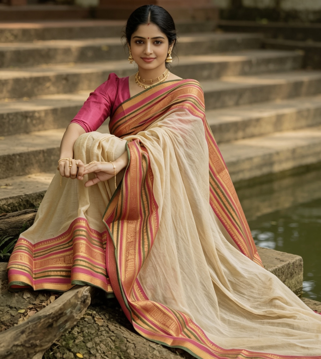MV-MUL-005 - MUL COTTON SAREE - ONAM SPECIAL - Image 6