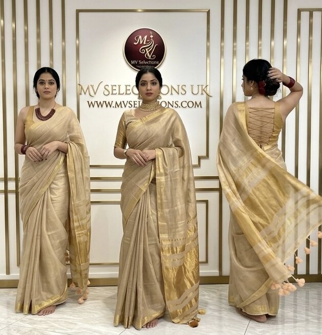 MV-ONM-010 - Kerala Tissue Silk Saree - Onam Special