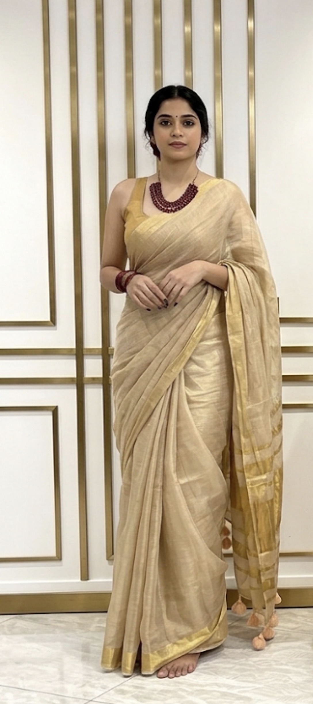 MV-ONM-010 - Kerala Tissue Silk Saree - Onam Special - Image 5