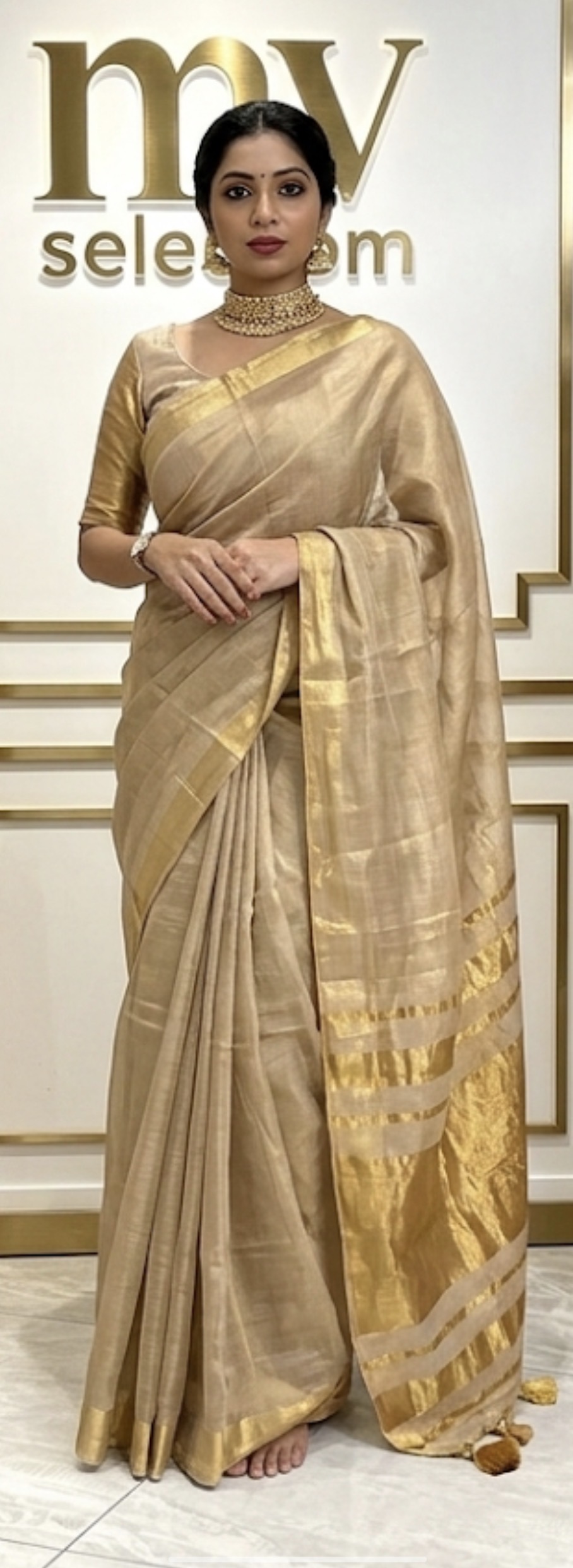 MV-ONM-010 - Kerala Tissue Silk Saree - Onam Special - Image 6