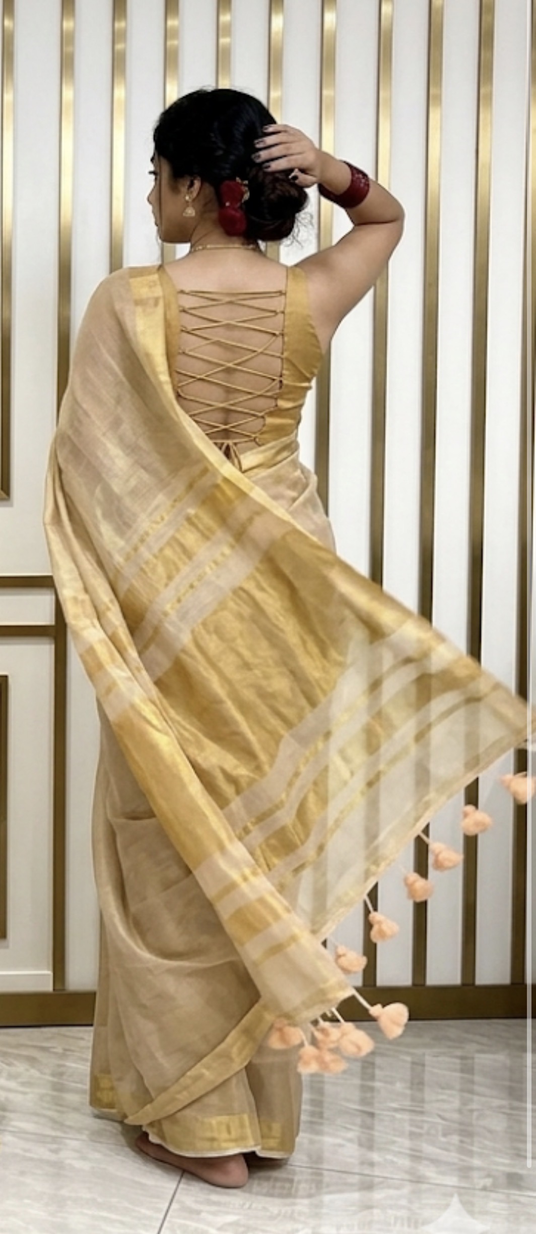 MV-ONM-010 - Kerala Tissue Silk Saree - Onam Special - Image 7