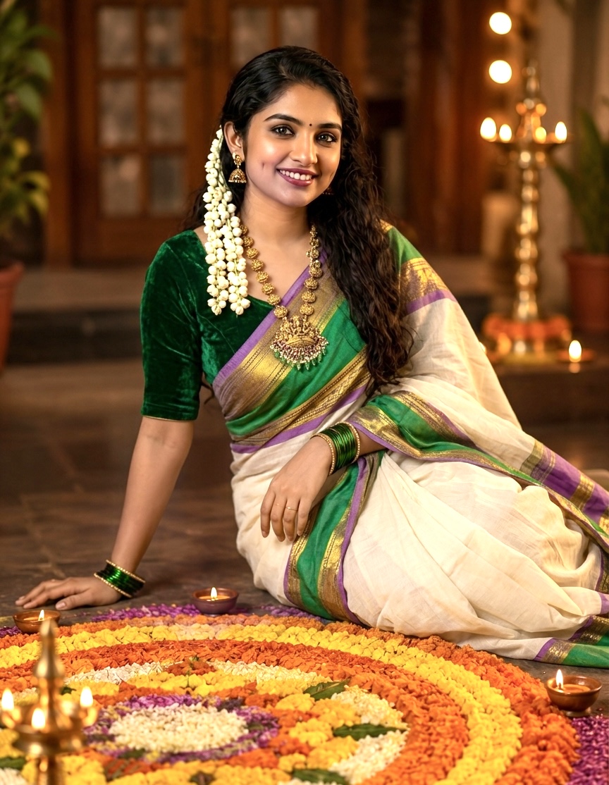 MV-MUL-011 - MUL COTTON SAREE - Onam Special