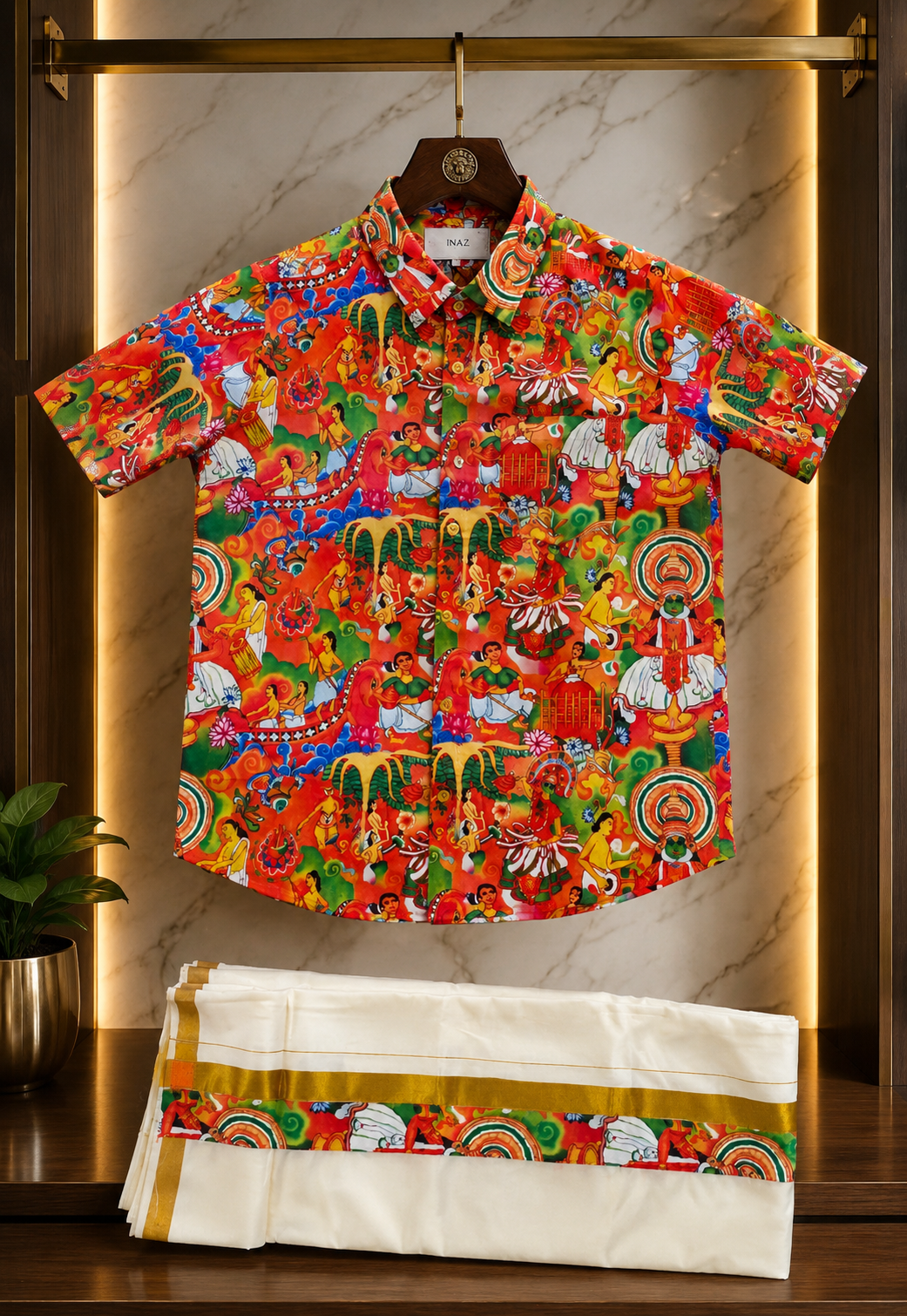 MV-ONM-006 - SHIRT & MUNDU COMBO FOR MEN - HALF SLEEVE - ONAM SPECIAL - Image 3