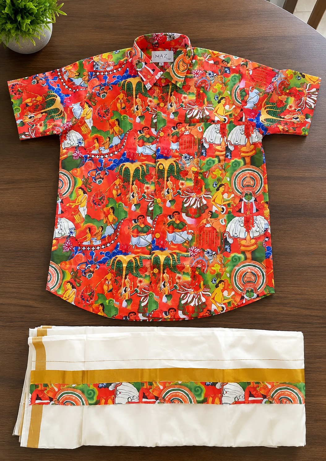 MV-ONM-006 - SHIRT & MUNDU COMBO FOR MEN - HALF SLEEVE - ONAM SPECIAL - Image 4