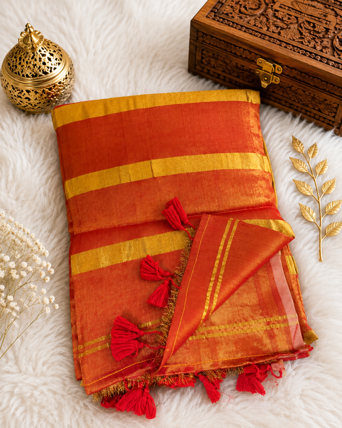 MV-RAG-0001- MV's RAGA™ Agni Gold Tissue Saree - Image 5