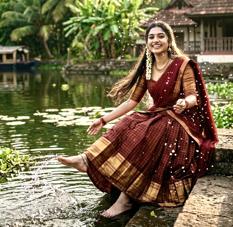MV-KANCH-004 - Premium South-style Kanjivaram Silk Dhavani - Fully Stitched - Image 3