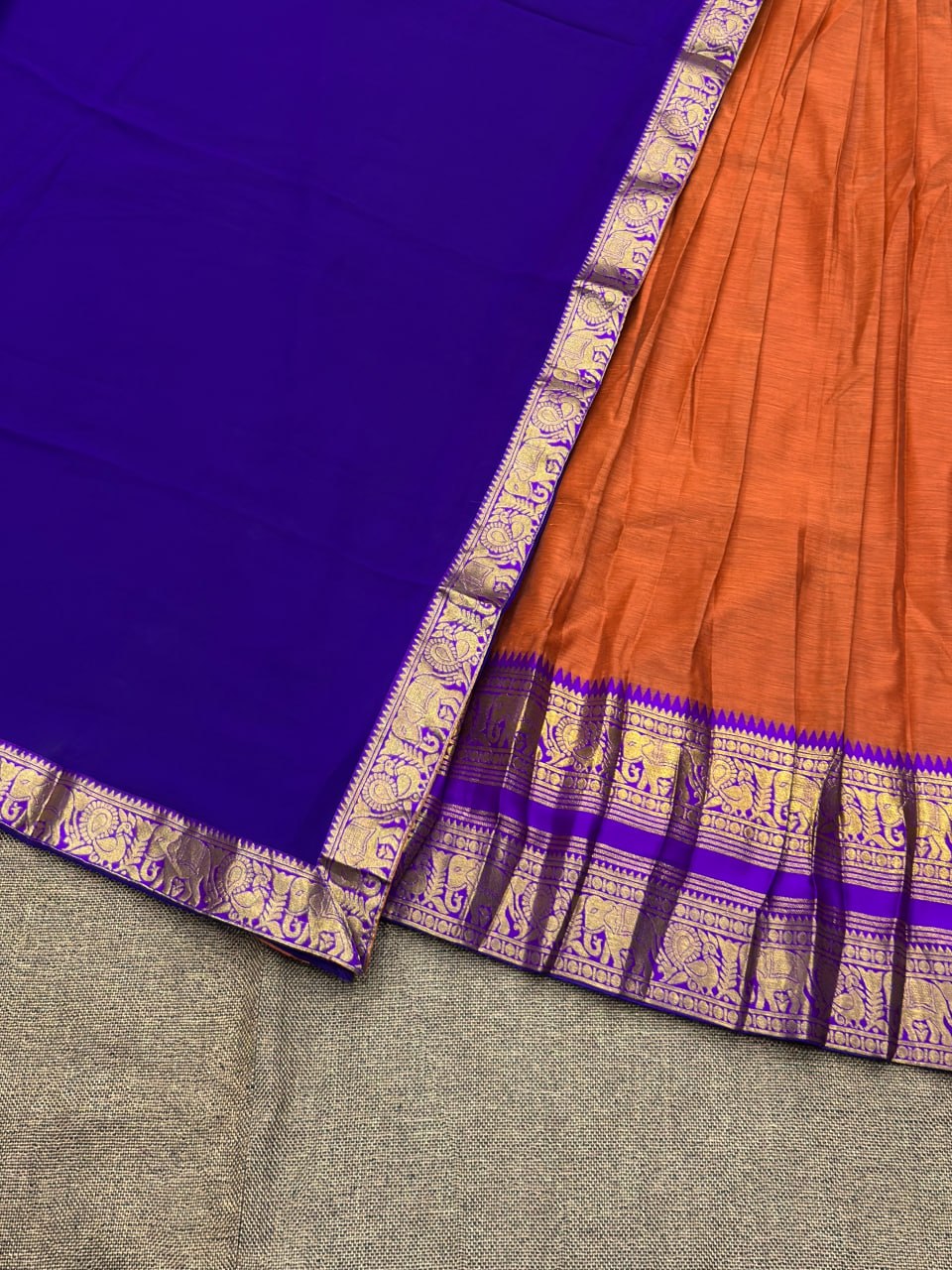 MV-KANCH-005 - Premium South-style Kanjivaram Silk Dhavani - Fully Stitched - Image 5