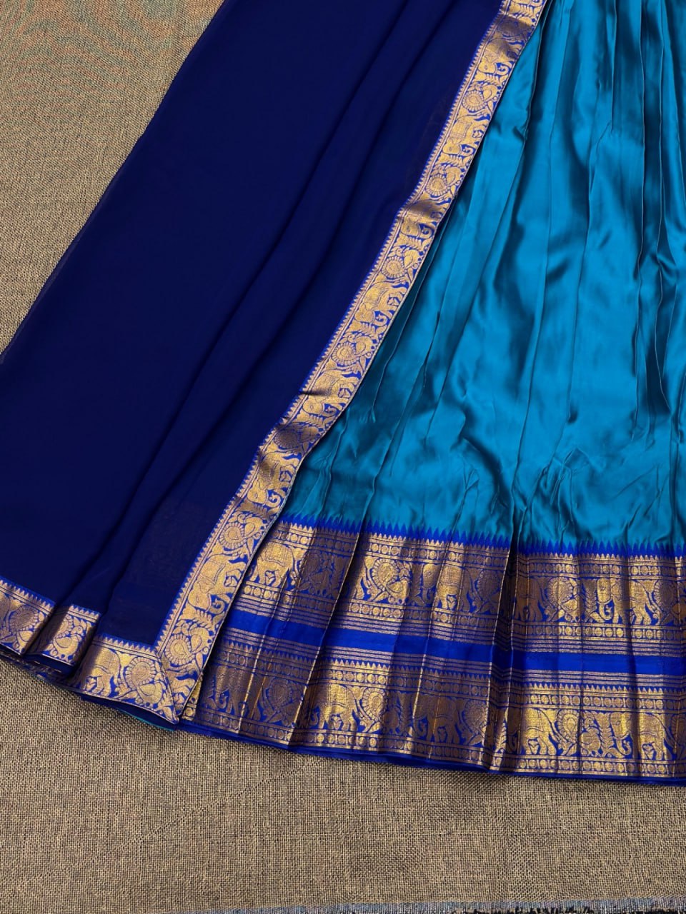 MV-KANCH-006 - Premium South-style Kanjivaram Silk Dhavani - Fully Stitched - Image 6