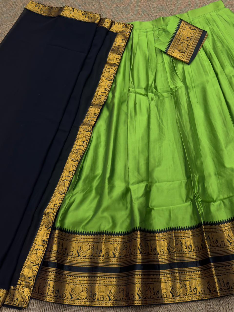 MV-KANCH-009 - Premium South-style Kanjivaram Silk Dhavani - Fully Stitched - Image 3