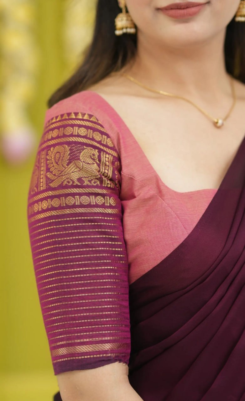 MV-KANCH-008 - Premium South-style Kanjivaram Silk Dhavani - Fully Stitched - Image 6