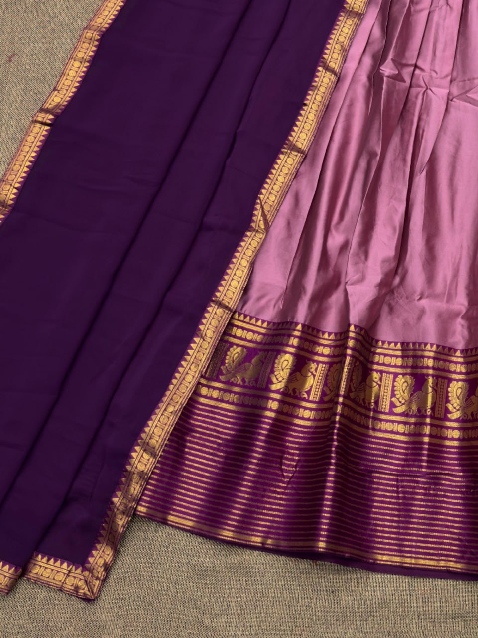 MV-KANCH-008 - Premium South-style Kanjivaram Silk Dhavani - Fully Stitched - Image 7
