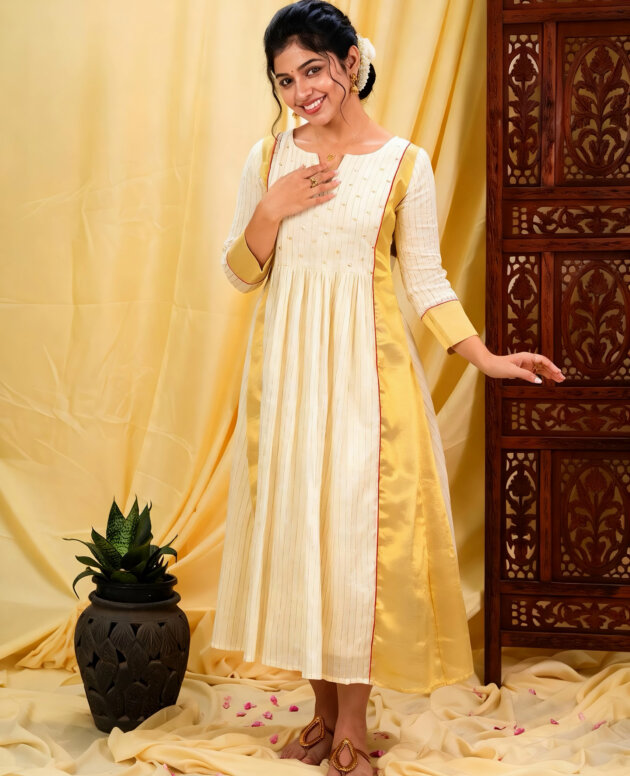 MV-KUR-015- Traditional Kurti - Onam Special