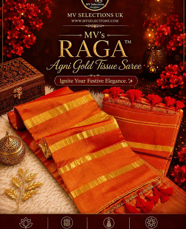 MV-RAG-0001-  MV's RAGA™ Agni Gold Tissue Saree