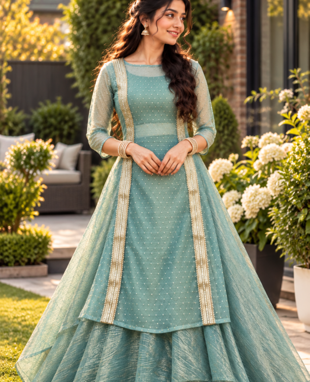 MV-LHG-022 - Designer Top with Lehanga Set – Elegant Ethnic Wear