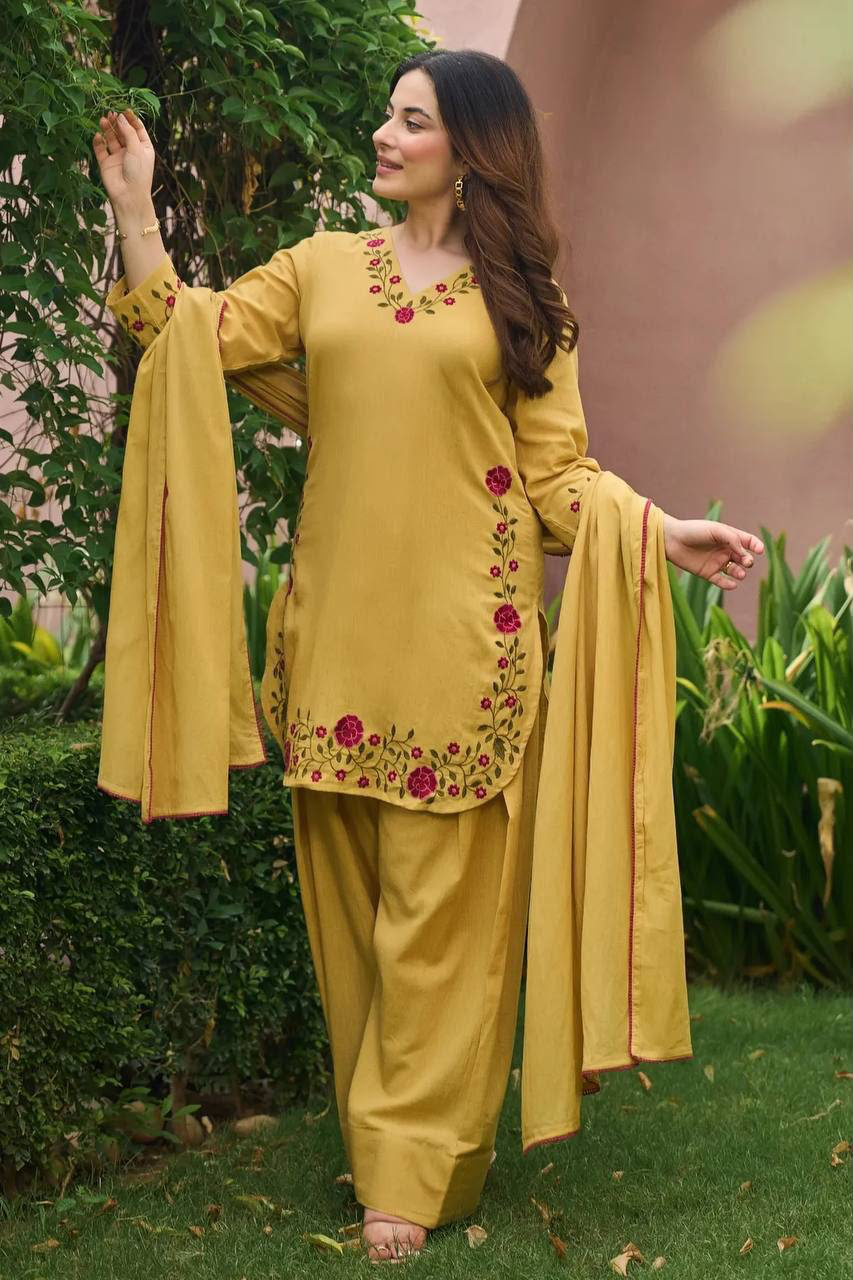 MV-FSH-009- Đesigner Party Wear Mal Chanderi Cotton Top with Farshi Salwar