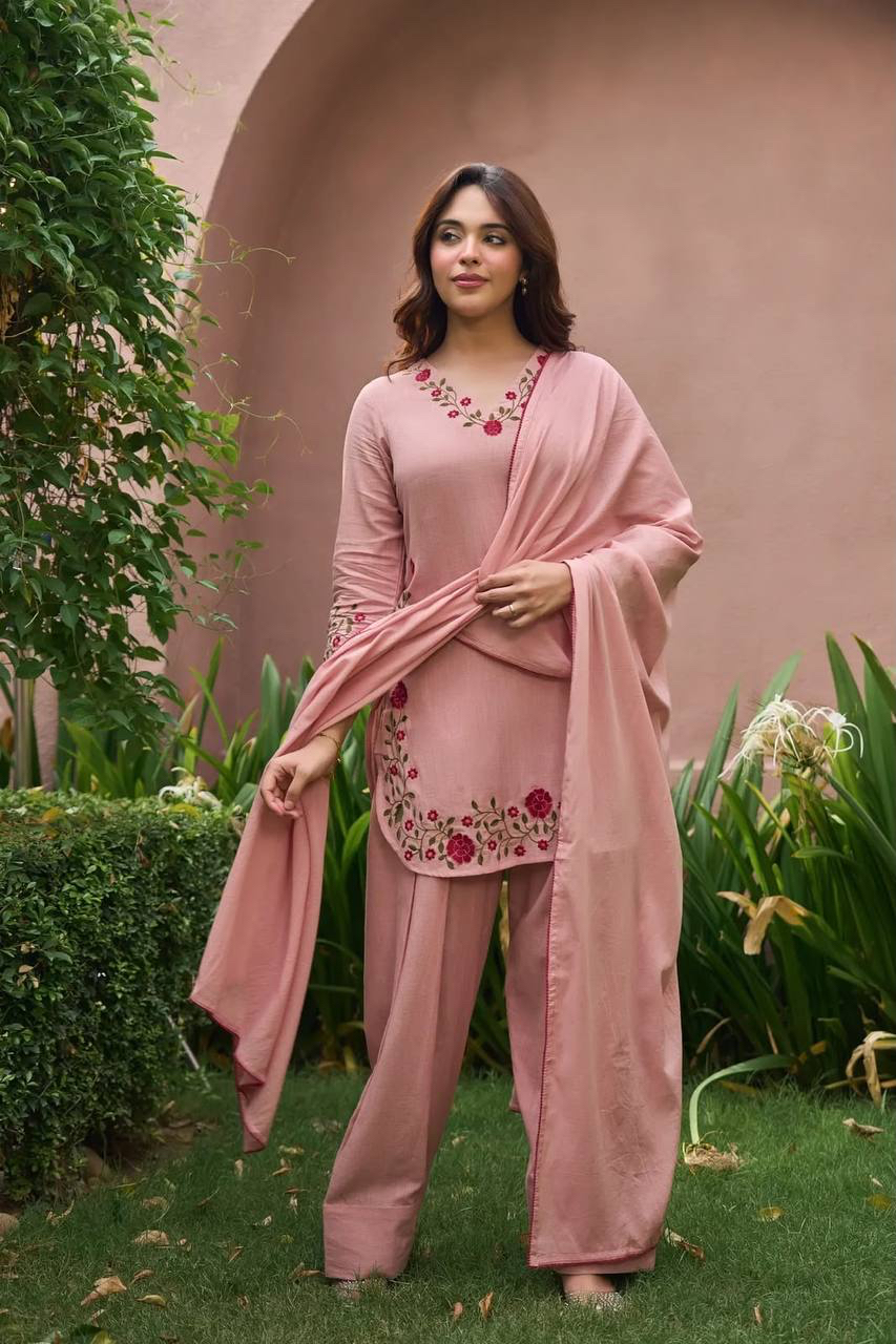 MV-FSH-012- Đesigner Party Wear Mal Chanderi Cotton Top with Farshi Salwar - Image 7