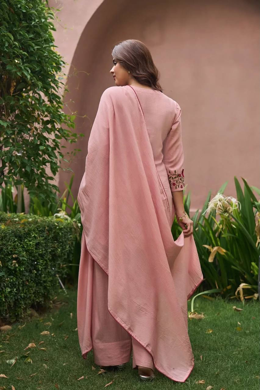 MV-FSH-012- Đesigner Party Wear Mal Chanderi Cotton Top with Farshi Salwar - Image 2