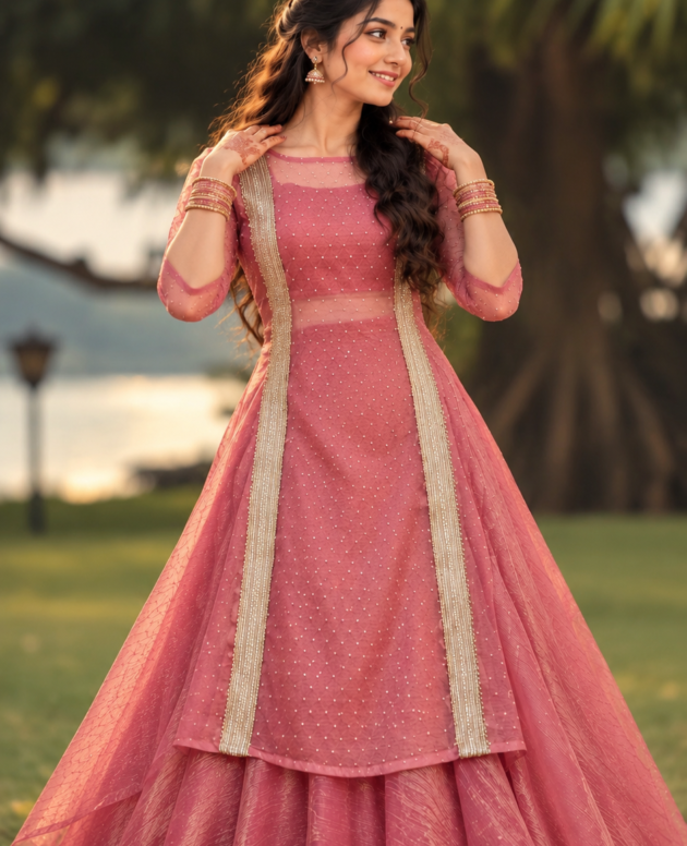 MV-LHG-021 - Designer Top with Lehanga Set – Elegant Ethnic Wear